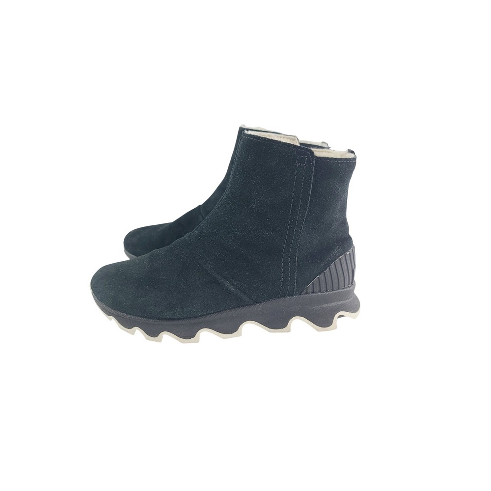 Sorel, Solid‎ Zipper Round Toe Suede Casual Booties, Women, Size 6.5, Black. AH